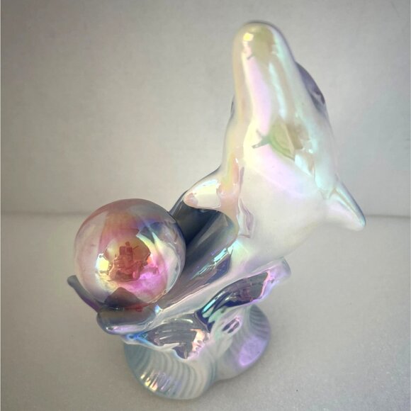 Ceramic Dolphins Porpoises Iridescent Playing Nautical  BeachHouse  '80s - Picture 3 of 9